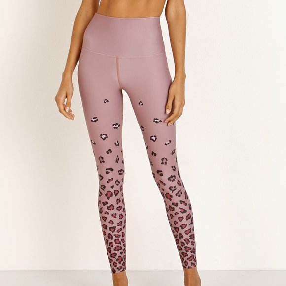 Beach Riot Pants - Beach Riot Leopard Print Lexi Legging Mauve Pink